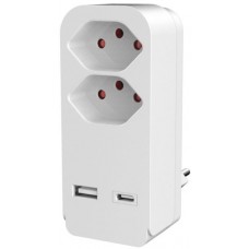 Mehrfachstecker ELBRO weiss 2×T13 1×USB-C 1×USB-A