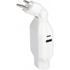 Zwischenstecker Max Hauri Clip-Clap 1xT12/13 USB A+C 18W 180/130° weiss