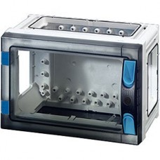 Apparategehäuse Hensel FP 0140 lichtgrau leer Türe offen und durchsichtig 270x180x186mm