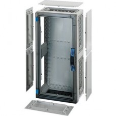 Apparategehäuse Hensel FP 0341 lichtgrau leer mit transparent Türe geschlossen 276x546x186mm