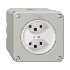 NAPU-Steckdose NEVO 2×T23 LED lichtgrau