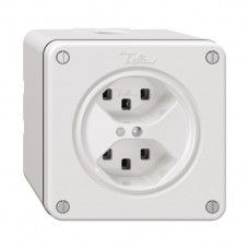 NAPU-Steckdose NEVO 2×T23 LED weiss