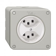 NAPU-Steckdose NEVO 2×T23 lichtgrau