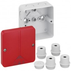 AP-Abzweigdose Abox m 025 gr. Deckel rot ohne Klemmen