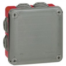 Abzweigdose Plexo 105x105x55mm leer grau/rot IP55,960° 7 Einführungen