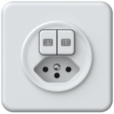 UP-Kombination origin Sch 3+3 + 1xTyp 13 92x92mm 2xbeleuchtet weiss