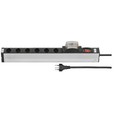 Steckdosenleiste STEBA ALU MODULAR 19" 1HE 6xT13 FI30A/25m 3m T12 10A schwarz