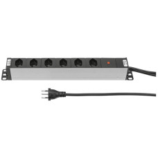 Steckdosenleiste STEBA ALU MODULAR 19" 1HE 6xT13 Reset 3m