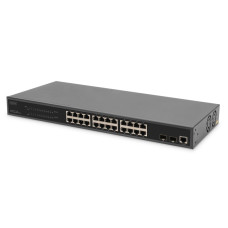 DIGITUS 24-Port Gigabit PoE Netzwerkswitch19 Zoll L2 managed 2 Uplink Ports