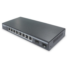 DIGITUS 8-Port Gigabit PoE Netzwerkswitch Desktop L2 managed 2 Uplinkports