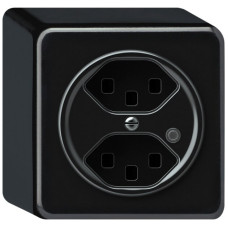 AP-Steckdose origin 2xTyp 23 bel.grün 16A 230V 88x88x54mm schwarz
