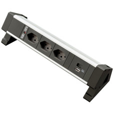 Tischsteckdosenleiste Desk-Mountain 3xT13/1xUSB-A/1xUSB-C 3m T12 F=10A
