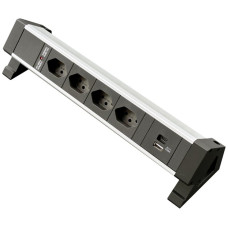Tischsteckdosenleiste Desk-Mountain 4xT13/1xUSB-A/1xUSB-C 3m T12 F=10A