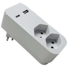 Abzweigstecker 2xT13 1xUSB-C/1xUSB-A Stecker T12 weiss
