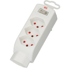 Abzweigstecker MH 3+1xT13 mit Kippschalter Safety Line 3xFront 1xunten weiss
