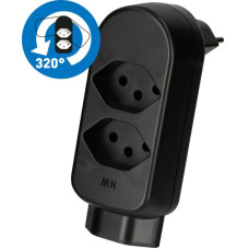Dreifachstecker Typ 13 maxADAPTturn 10A 250V 2xFront 1xunten drehbar schwarz