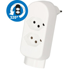 Dreifachstecker Typ 13 maxADAPTturn 10A 250V 2xFront 1xunten drehbar weiss