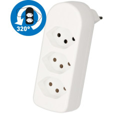 Dreifachstecker Typ 13 maxADAPTturn 10A 250V 3xFront drehbar weiss