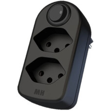 Mehrfach-Stecker MAX HAURI ADAPT SPLIT 10A Mit Ein-/Ausschalter 2xT13 schwarz - 1 Stück
