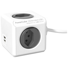 Mehrfachstecker 4zT13 anthrazit 2xUSB 5V/2.1A 1.5m PowerCubeExtended