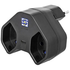 Mehrfachstecker A. Steffen MANTA 10A 2xT13 + 1xUSB-C PD schwarz