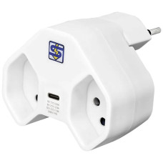 Mehrfachstecker A. Steffen MANTA 10A 2xT13 + 1xUSB-C PD weiss