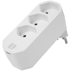 Mehrfachstecker A. Steffen MANTA 10A 3xT13 + 1xUSB-C PD weiss