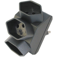 Mehrfachstecker Steffen T12/3xT13 mit Kinderschutz schwarz