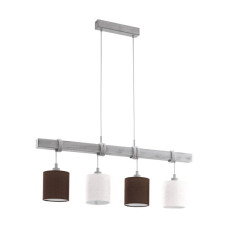 Pendelleuchte Townshend 4 x E27 60W Holz weiss / Schirm Textil