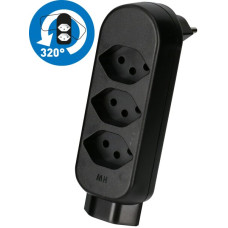 Vierfachstecker Typ 13 maxADAPTturn 10A 250V 3xFront 1xunten drehbar schwarz