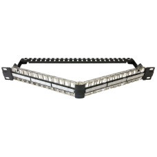 Patchpanel 19" Dätwyler PP KS-af 1HE geschirmt für 48xKeystone gewinkelt/faltbar