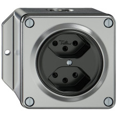 AP-Steckdose ELEMENT 2xTyp 13 10A 250V IP20 aluminium