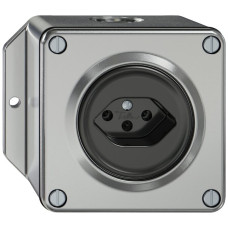 AP-Steckdose ELEMENT SNAPFIX 1xTyp 13 10A 250V IP20 aluminium