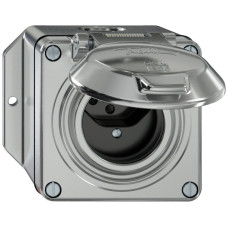 AP-Steckdose ELEMENT SNAPFIX 1xTyp 13 10A 250V mit Klappdeckel IP55 Aluminium
