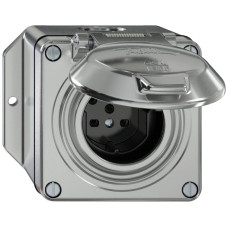 AP-Steckdose ELEMENT SNAPFIX 1xTyp 15 10A 440V mit Klappdeckel IP55 aluminium