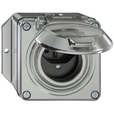 AP-Steckdose ELEMENT SNAPFIX 1xTyp 23 16A 250V mit Klappdeckel IP55 aluminium