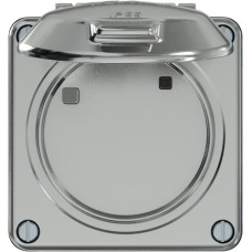 Fehlerstrom-Schutzsteckdose blind 30mA 10A 250V IP55 mit Klappdeckel aluminium