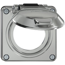 Oberteil ELEMENT SNAPFIX mit Klappdeckel für Steckdosen IP20 Achse & Spannfeder isoliert Ø53mm Aluminium