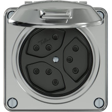 Steckdose ELEMENT 3xTyp 13 1xS 10A 250V IP20 mit Klappdeckel aluminium