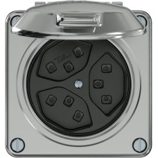 Steckdose ELEMENT 3xTyp 23 1xS 16A 250V IP20 mit Klappdeckel aluminium