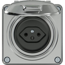 Steckdose ELEMENT SNAPFIX 1xTyp 13 10A 250V mit Klappdeckel IP20 aluminium