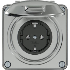 Steckdose ELEMENT SNAPFIX SCHUKO 16A 250V mit Klappdeckel IP44 Aluminium