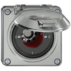 UP-Schlüsselschalter ELEMENT SNAPFIX 1-polig Klappdeckel 16A 400V 0-1-0-1 aluminium