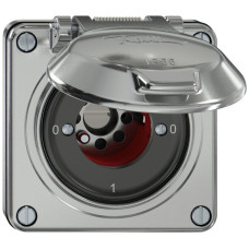 UP-Schlüsselschalter ELEMENT SNAPFIX 2x1-polig Klappdeckel 16A 400V 0-1-0-1 aluminium