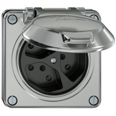 UP-Steckdose ELEMENT 3xTyp 13 1xS 10A 250V IP20 mit Klappdeckel aluminium