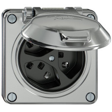 UP-Steckdose ELEMENT 3xTyp 23 16A 250V IP20 mit Klappdeckel aluminium