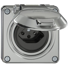 UP-Steckdose ELEMENT SNAPFIX 1xTyp 13 10A 250V mit Klappdeckel IP20 aluminium