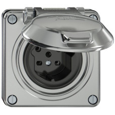UP-Steckdose ELEMENT SNAPFIX 1xTyp 15 10A 440V mit Klappdeckel IP20 aluminium