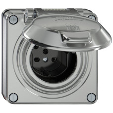 UP-Steckdose ELEMENT SNAPFIX 1xTyp 15 10A 440V mit Klappdeckel IP55 aluminium