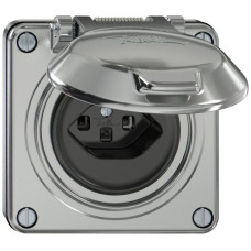 UP-Steckdose ELEMENT SNAPFIX 1xTyp 23 16A 250V mit Klappdeckel IP20 aluminium